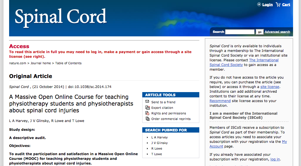 Results of SCI MOOC Published in Nature Results of SCI MOOC Published in Nature