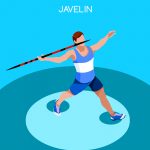 Athletics Javelin Summer Games Icon Set.3D Isometric Athlete.Sporting Championship International Athletics Competition.Sport Infographic Athletics High Jump Vector Illustration