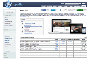 Mobile apps for physiotherapy and physical therapy
