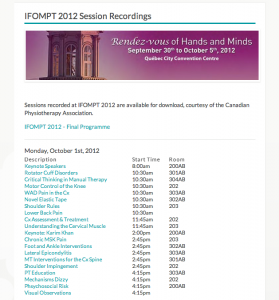 IFOMPT 2012 Audio Recordings