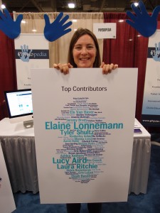 Rachael Lowe, Physiopedia Co-Founder and Director, showcasing our top 100 contributors