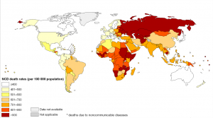 2008 distribution of NCD death rates male