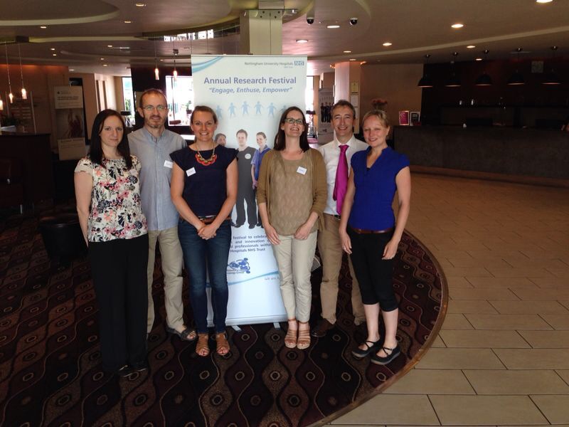 Physiotherapists from NUH. From left to right; Alison Bicker, Kevin Anthony, Laura Marshall, Michelle Hall, Paul Matthews, Vicky Booth