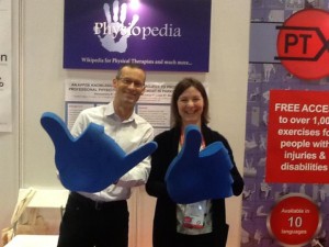 Rachael Lowe and Tony Lowe Physiopedia team at WCPT Congress 2015