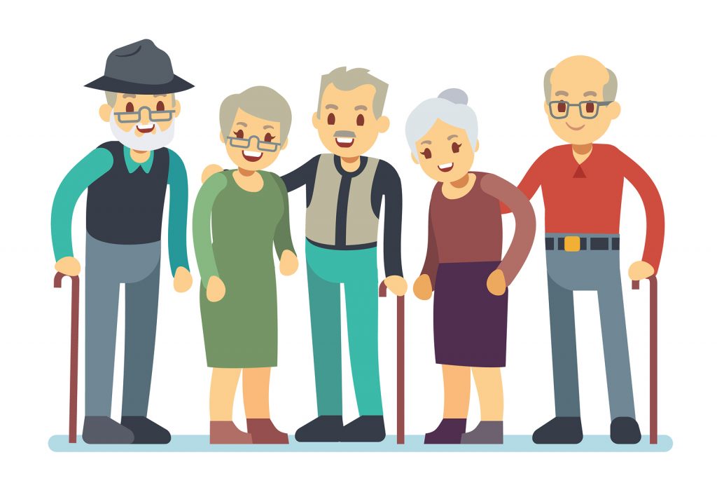 Group of older people, happy.