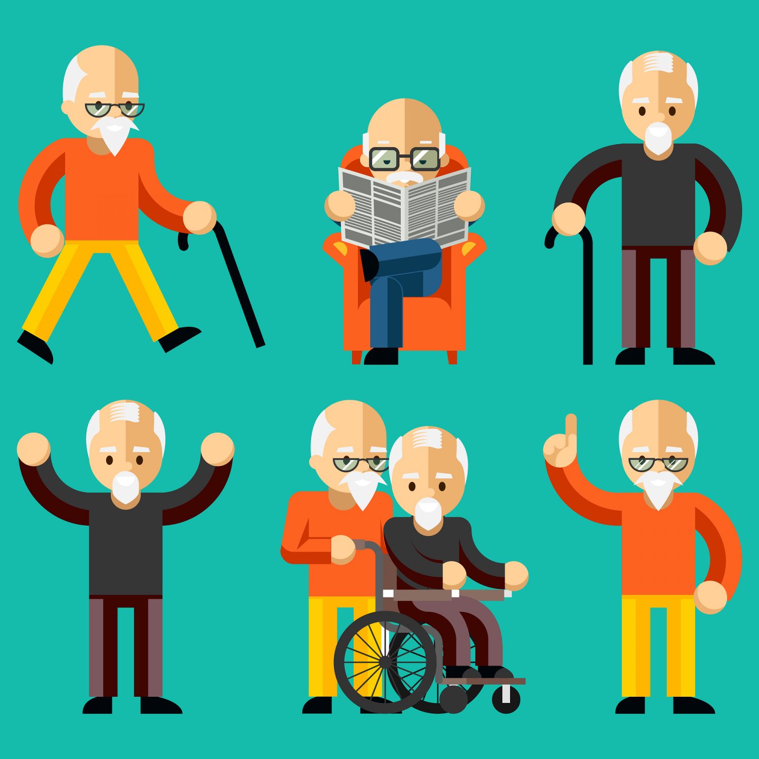 Older people. Elderly activity, elderly care, comfort and commun