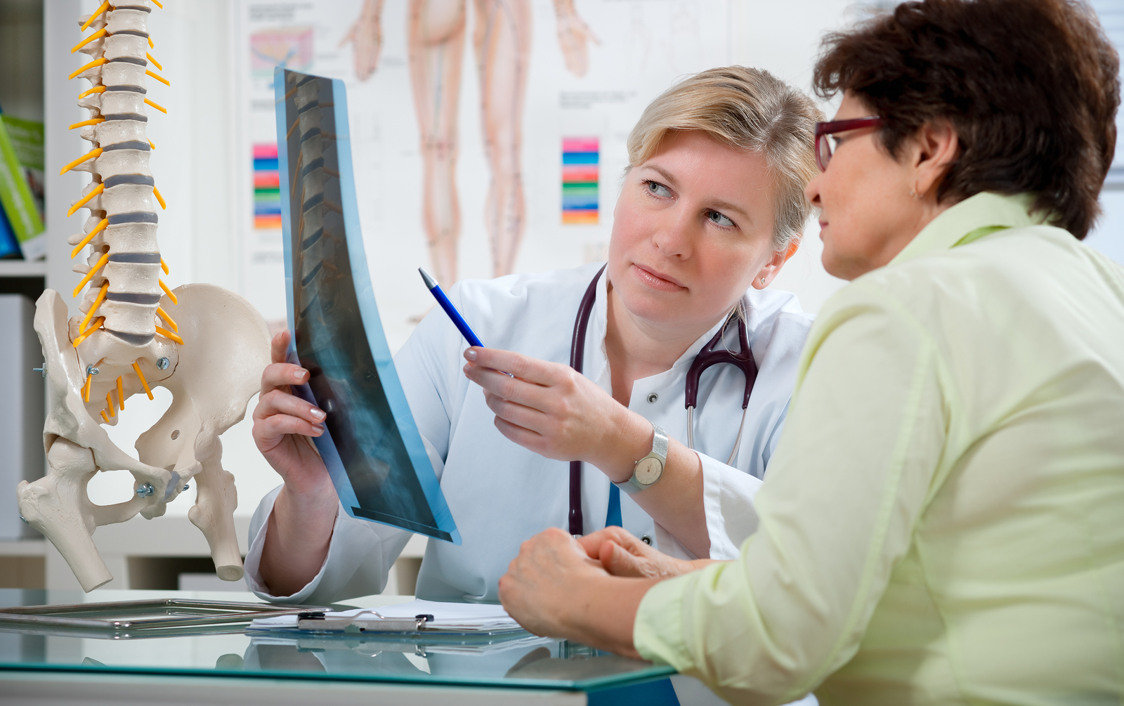 Physio explaining results to a patient