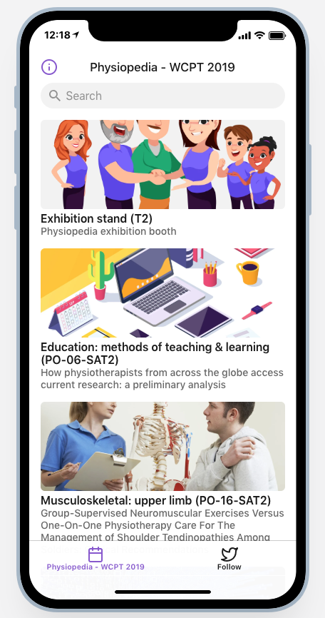 Physiopedia at WCPT Congress 2019 - app on a phone