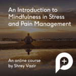 Introduction to mindfulness course advert with an image of a person meditating on the beach with a sunset