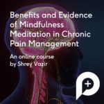 Benefits and evidence of mindfulness meditation in chronic pain management advert image. A central nervous system image in the back ground.