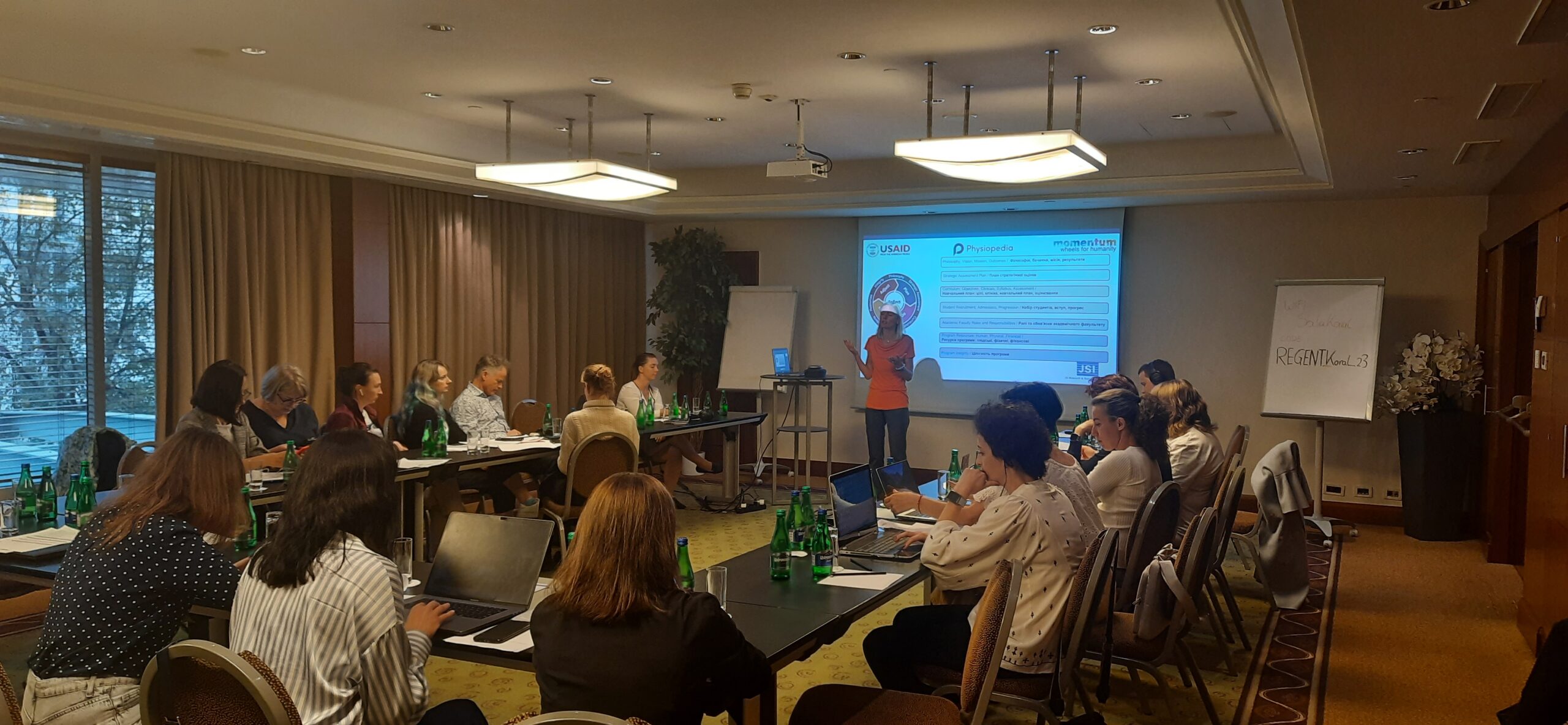 Image of Larisa Hoffman presenting to delegates at the Leadership for Rehabilitation Workforce Development and Education in Ukraine Warsaw, Poland 4-6 October 2023 