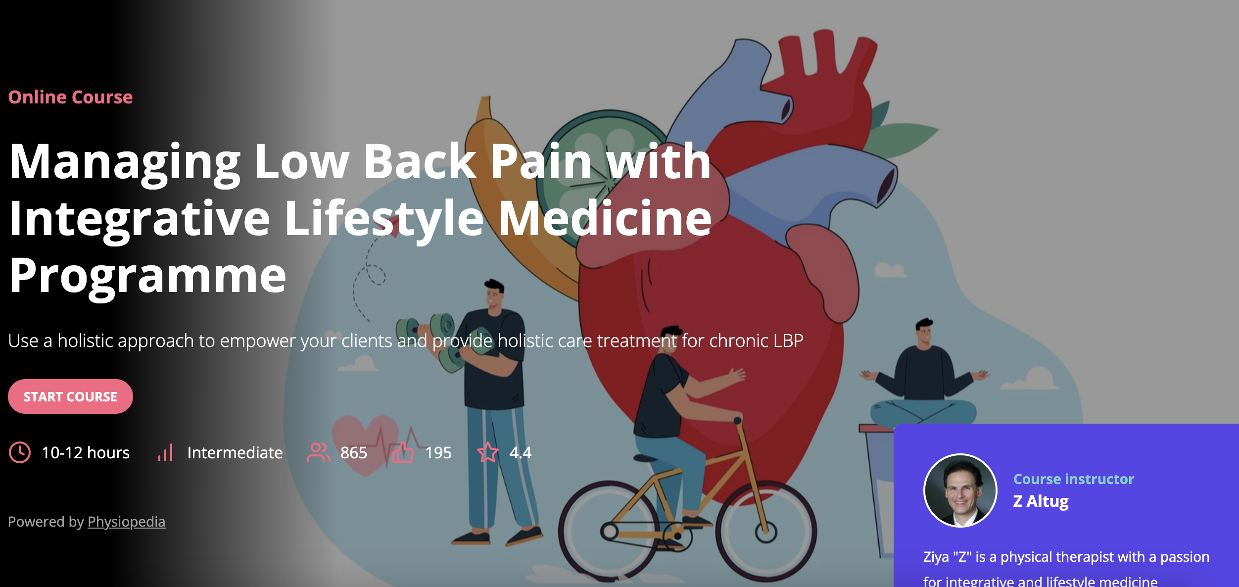 Physiopedia Plus Managing low back pain with integrative lifestyle medicine programme of online courses