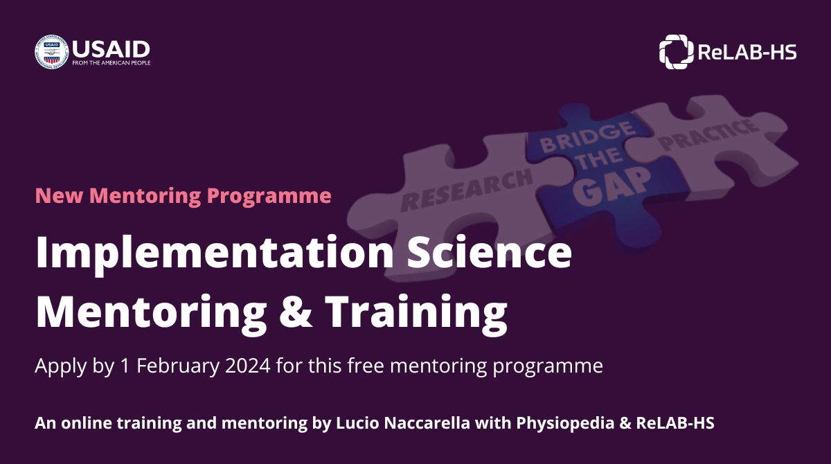 Implementation Science Mentoring and Training programme by Physiopedia and Relab-HS using Physiopedia Plus courses