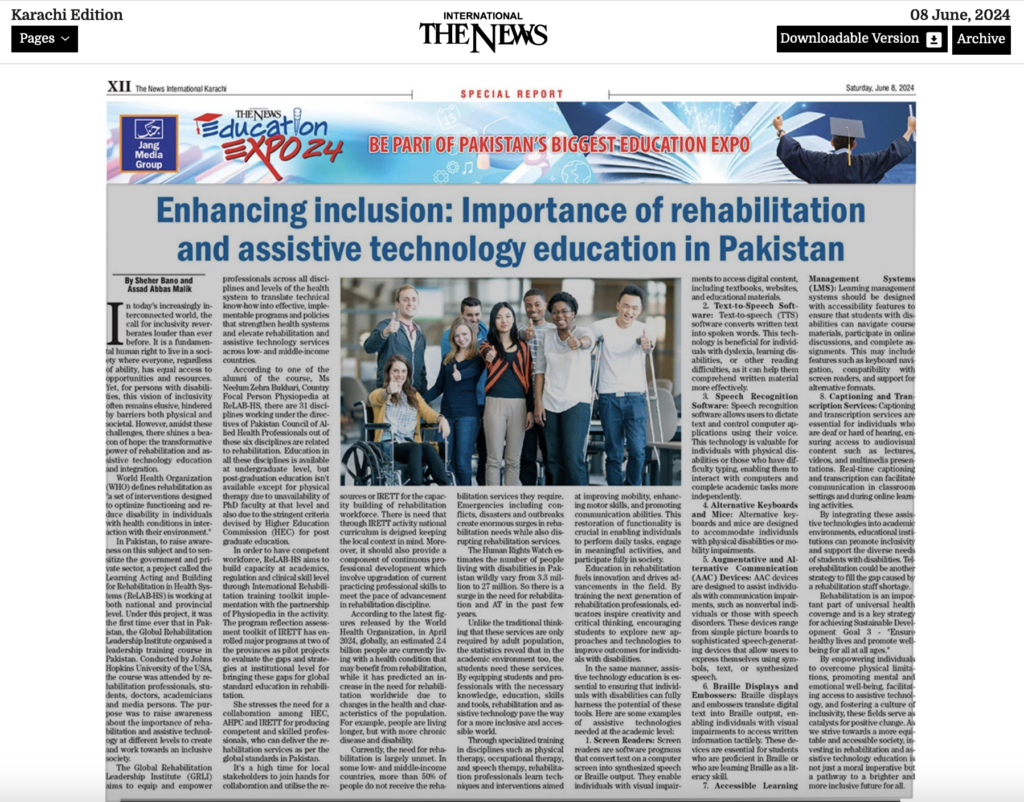 ReLABHS, Physiopedia Plus, IRETT, pakistan 