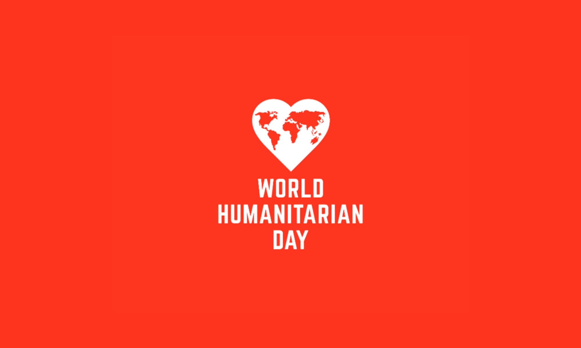World Humanitarian Day 2024 logo showing white globe in the shape of a heart on a red background image to represent Physiopedia contibutions