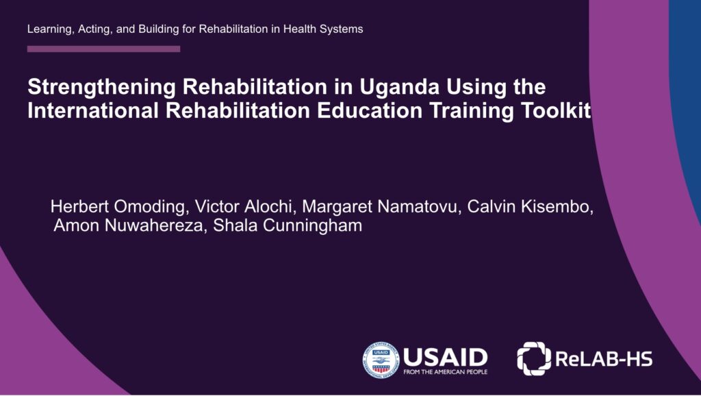 Image of presentation cover slide for Strenghtening Rehabilitation in Uganda by Herbert Omoding
